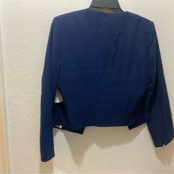 New Iris Setlakwe navy blue open Front Blazer Size 10 Career Workwear - Picture 5 of 12